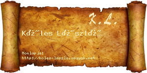 Köles László névjegykártya